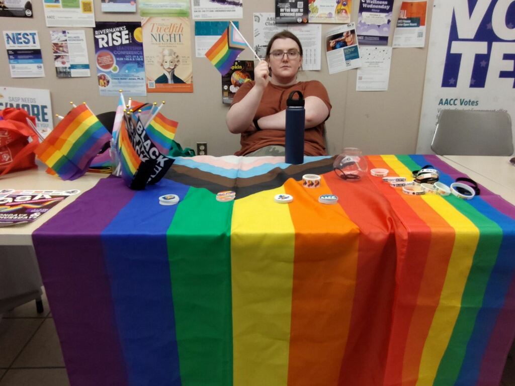 Local organizations held booths with medical and LGBTQ+ information. Shown, sixth-year mechatronics student and Genders and Sexualities Alliance President Ellie Jasen. 