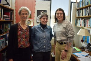 Half of AACC’s full-time faculty agree to join the Riverhawk Educators United union. Shown, union organizers Suzanne Spoor, left, Sophie Reverdy, middle, and Zoe Farquhar.  