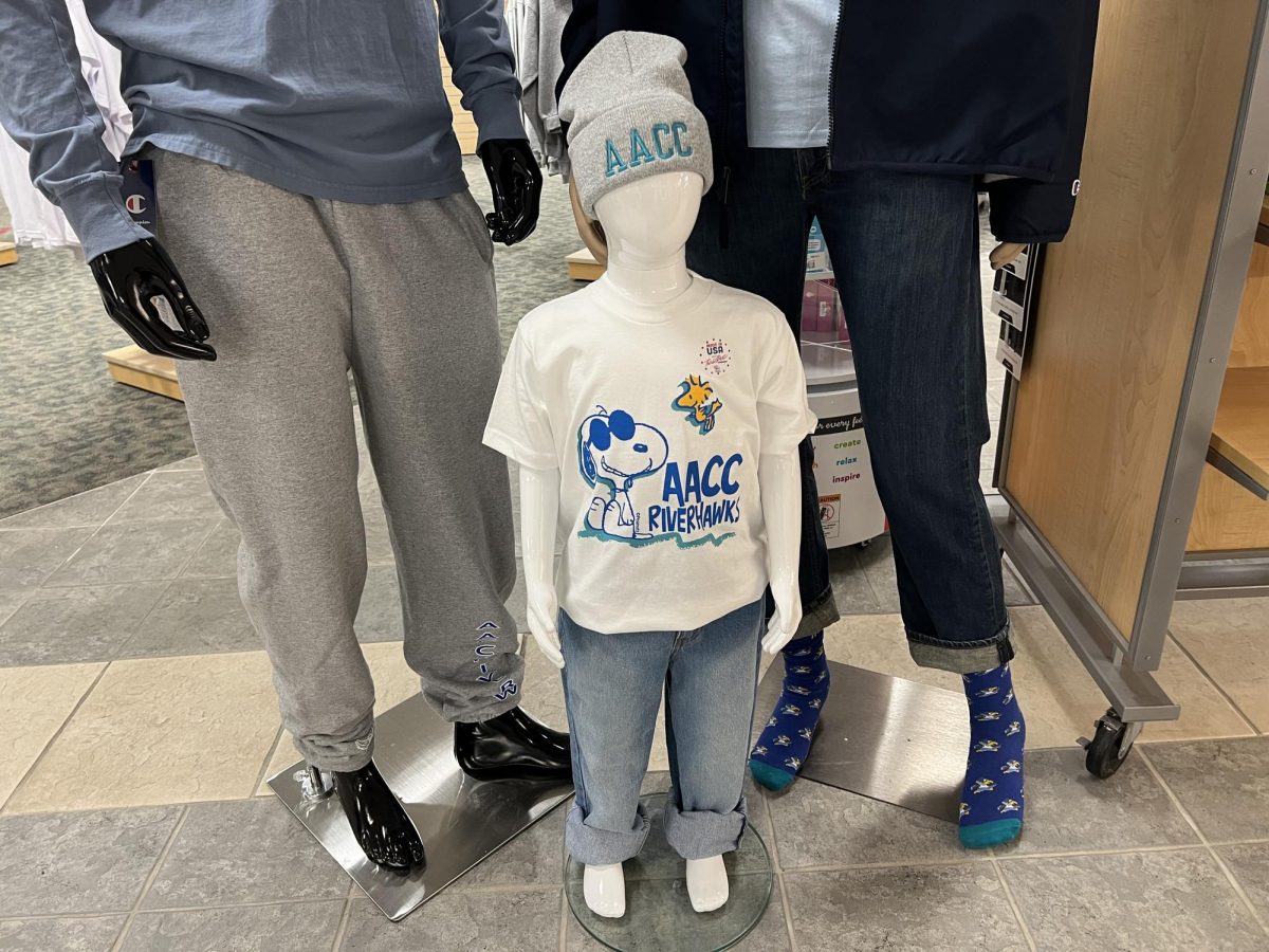 The campus bookstore sells Snoopy T-shirts for children.